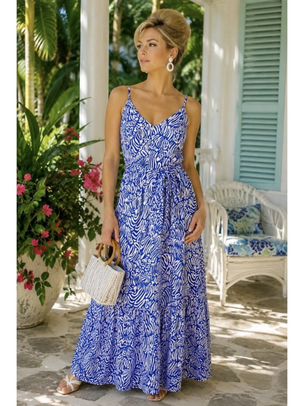 LILLY PULITZER Womens Size 6 Marcelina Belted Midi Dress Blue Zee Bee Print